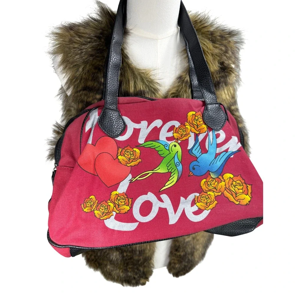 Addicted Tattoo Graphic Bag Love Forever Birds Roses McBling Handbag Y2K purse